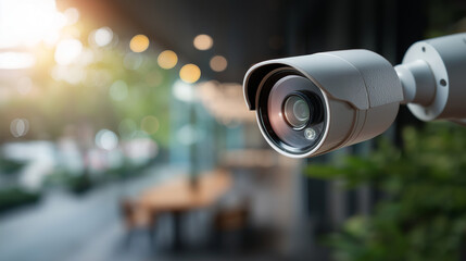 IP CCTV camera installation with waterproof cover heavily defocused background home security system concept setup surveillance equipment protection monitoring technology