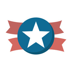 American patriotic emblem with star and ribbon elements