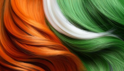 vibrant and flowing locks of hair highlighted with hues of orange white and green showcasing a dynamic and artistic color scheme