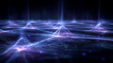 An abstract neural network structure with luminous connections, representing artificial intelligence, machine learning and complex data processing.
