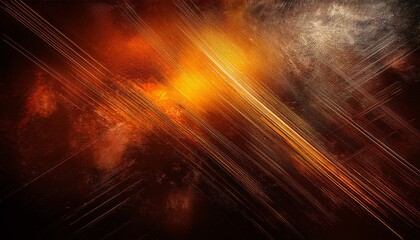 abstract grunge texture with warm orange and dark tones creates dramatic and intense atmosphere with scratches and light streaks