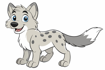 Happy cartoon hyena stands confidently, displaying its playful spots on a transparent background