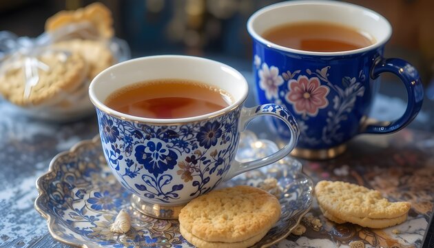 Desi chai with rusk biscuits