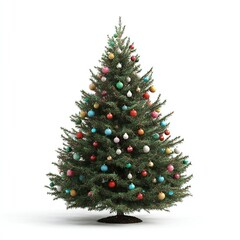 Fototapeta premium Christmas Tree with Colorful Baubles, Holiday Decor 