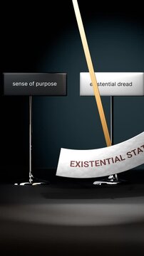 Existential state cycles between sense of purpose and existential dread. Visualizing a repeated pattern of existential state that swings between extremities: sense of purpose and existential dread.