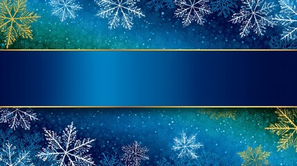 Winter wonderland scene with snowflakes and gold accents