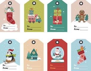 Collection of Christmas tags for gift labels. Perfect for baby shops, product packaging.
