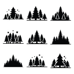 Fototapeta premium autumn forest silhouette icon set