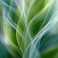 Flowing light lines creating abstract green organic background