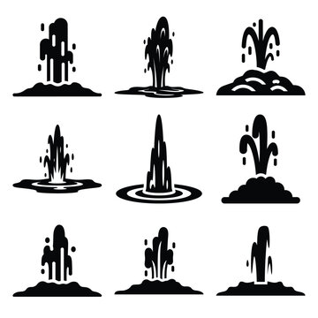 geyser silhouette simple icon set