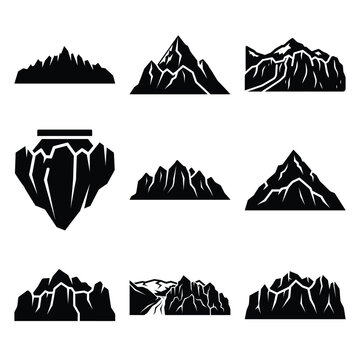 glacier silhouette simple icon set