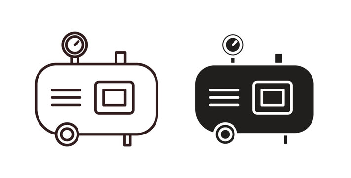 Air compressor icon vector Illustration and outline Icons. vector silhouette.
