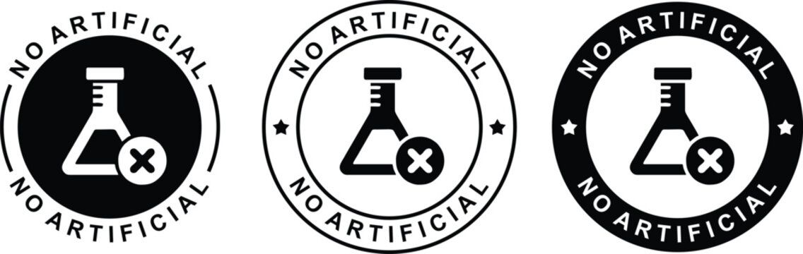 Artificial flavor free product . Artificial flavors not added . No Artificial . Organic product icon label sticker