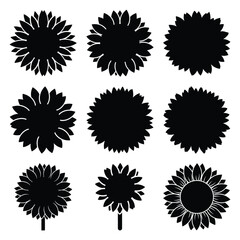 sunflower silhouette simple icon set