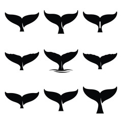 whale tail silhouette icon set © SreeRaton