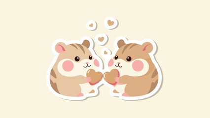 Adorable hamsters sharing hearts with love and affection