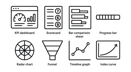Plakat Business Data Analysis Line Icons Set