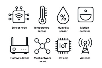 Fototapeta premium Internet of Things (IoT) components line icons set