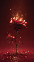Enchanted Red Rose with Sparkling Glow