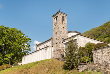 View of the Montedato Church situated in Lavertezzo Piano, near Riazzino, in the canton of Ticino, Switzerland.