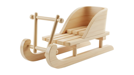 Minimalist Light Wooden Sled Product Shot Isolated on White Background