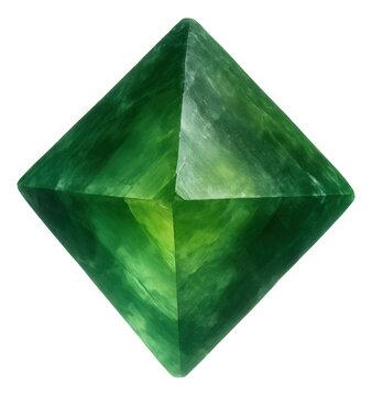 Translucent green fluorite octahedron featuring smooth surfaces.