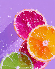 Vibrant Mosaic Style Citrus Fruit Slices