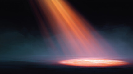 Orange Spotlight Ray on Dark Concrete Floor