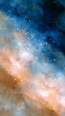 Abstract Cosmic Nebula with Glowing Particle Clouds
