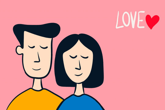 Minimalist illustration of a couple embracing love