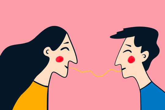 Minimalist romantic illustration of connected love