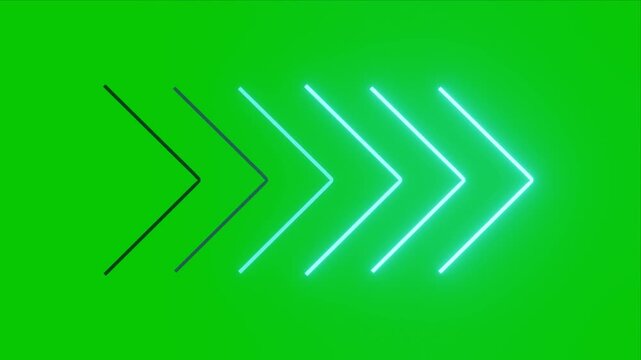 futuristic neon arrows loop green screen background motion graphics