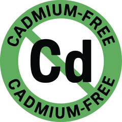 Cadmium Free Product Safety Label Icon with Green Circle and Cd Symbol