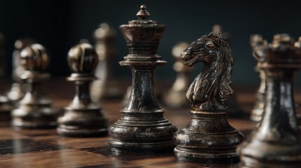 Fototapeta premium mastering strategy through chess in a modern setting with intense focus
