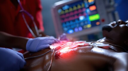 Patient Being Treated with Defibrillator in Hospital Emergency Room