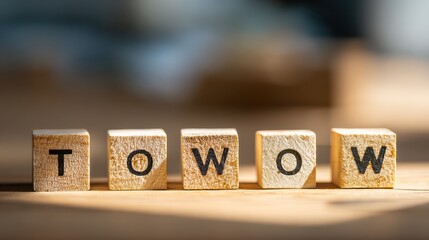 inspirational wooden blocks aligned in a row with motivational quote emphasizing teamwork and collaboration for success