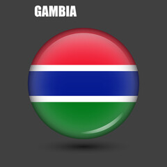 Fototapeta premium The national flag of The Gambia is round.Vector.A round 3d flag icon with high detail.A spherical illustration of the flag.