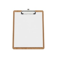 Empty clipboard with wooden frame isolated on white background