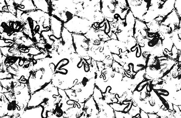 Abstract black ink doodles and brush strokes overlay. Hand drawn messy lines and shapes on transparent background.