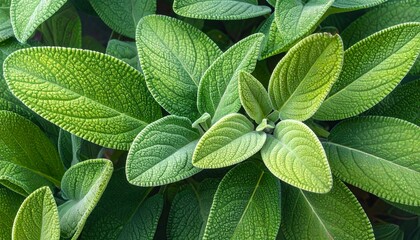 Green sage leaves,  in the garden.