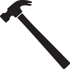 The image is a solid black silhouette of a hammer