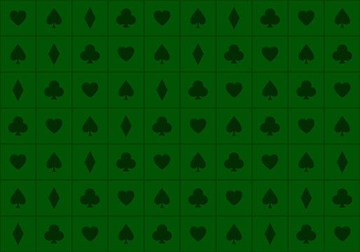 Special background with poker theme figures on a green background