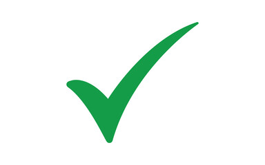 Flat Green Check Mark &ndash; Transparent Background Tick Icon