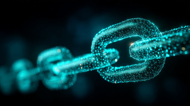 A symbolic blockchain chain concept representing secure data links and trusted digital transactions.
- Powered by Adobe