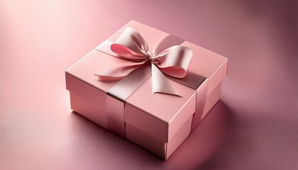Obraz premium elegant blush pink gift box adorned with satin ribbon perfect for celebrations proposals or luxurious product showcases