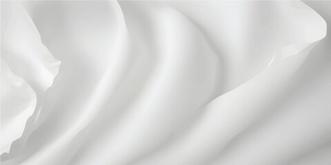 Elegant white silk and satin fabric background featuring smooth flowing waves and soft curves in a luxury textile design with a light cream liquid texture for a wedding backdrop illustration