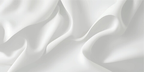 Fototapeta premium Elegant white silk and satin fabric background featuring soft flowing waves and a smooth luxury textile texture for a cream wedding backdrop design