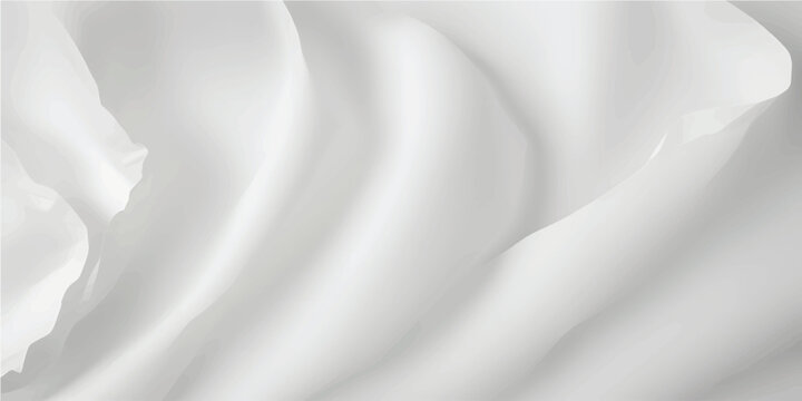 Elegant white silk and satin fabric background featuring smooth flowing waves and soft curves in a luxury textile design with a light cream liquid texture for a wedding backdrop illustration