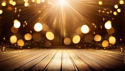 stage with spotlight gold bokeh awards glamour background made with generative ai