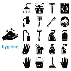 Set of cleaning icons and symbols for products and kitchen use